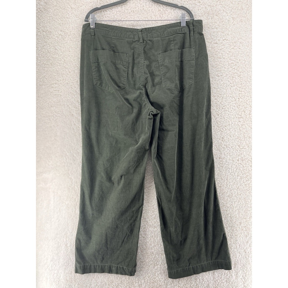 Weatherproof Vintage Pants Women's Size 14 Olive Stretch Wide Leg Corduroy Retro - Picture 8 of 10